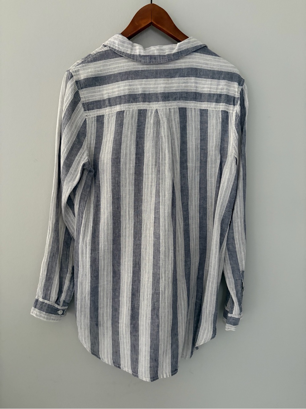 Linen Cotton Tunic Blouse Top Striped White Grey Breathable by BeachLunchLounge - Picture 6 of 17